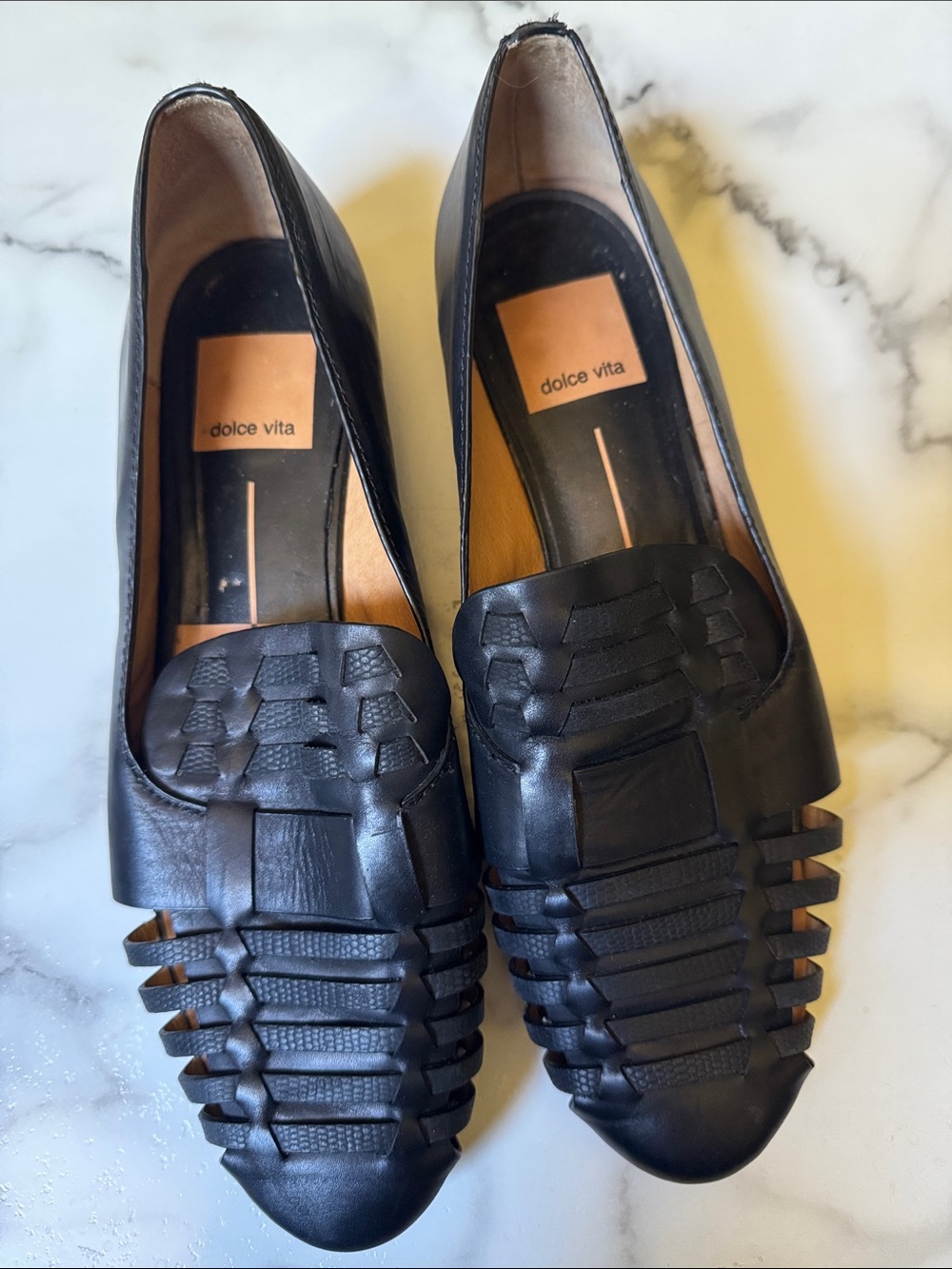 Dolce Vita Black Woven Leather Loafers for Women